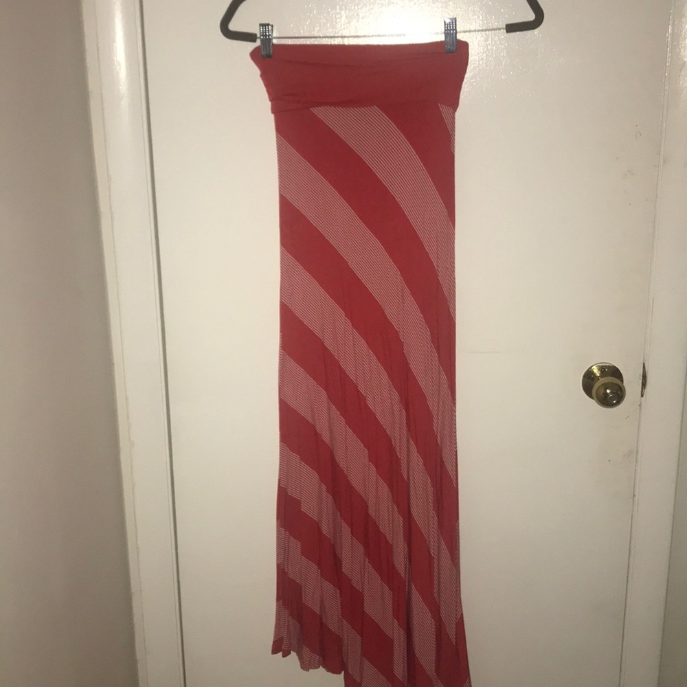 Pink striped maxi skirt